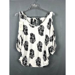 Roshop Women‘s Summer Cold Shoulder Tops  3/4 Sleeve Tees SZ S: NWT